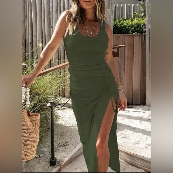 Chicme tank rib dress with front adjustable slit - Picture 1 of 3